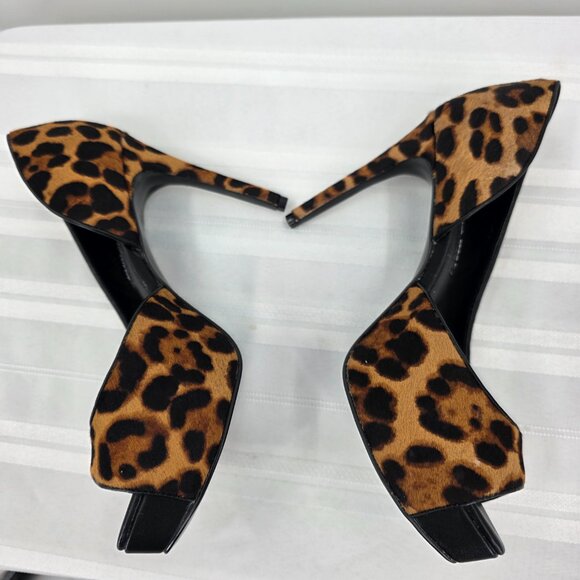 NINE WEST Expensive Platform Pump D'Orsay Leopard Hair Shoes Heels 7.5 NWOB - Picture 8 of 10